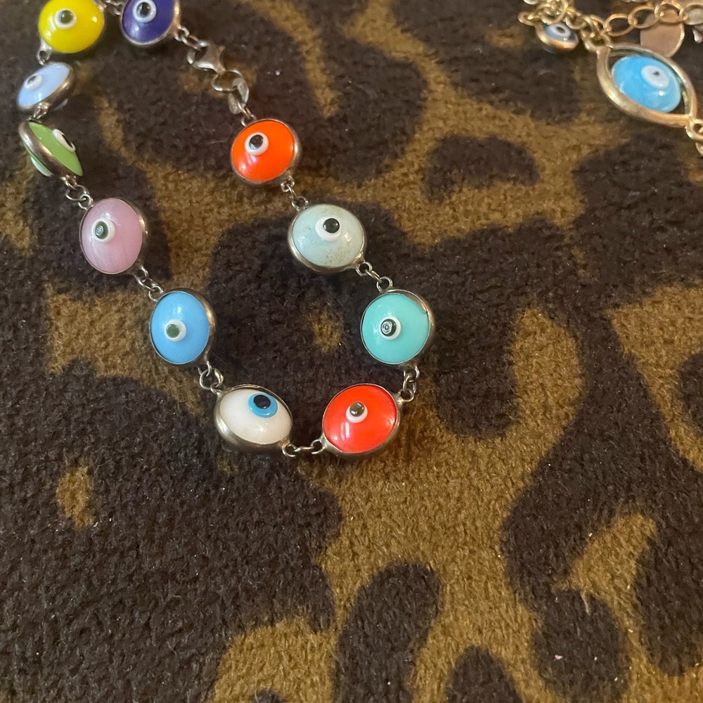 Evil eye long necklace & braclet vintage silver 925 - Picture 3 of 5